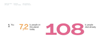 1
7,2
108
You b. people on
this planet
today
b. people
died already
Impact Hub Lisbon
Old is gold
Rui Quinta
The age of ageing
with-company.com
® all rights reserved
 