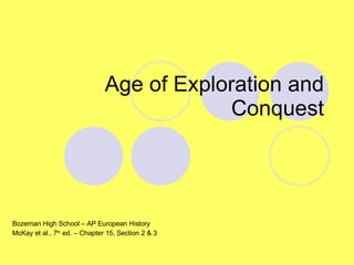 Age of Exploration and Conquest Bozeman High School – AP European History McKay et al., 7 th  ed. – Chapter 15, Section 2 & 3 