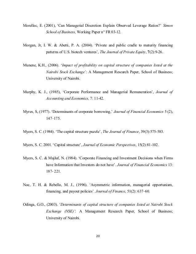 Capital structure and financial performance: 