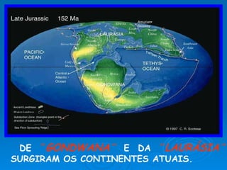 DE  ¨ GONDWANA¨  E DA  ¨ LAURÁSIA¨  SURGIRAM OS CONTINENTES ATUAIS. 