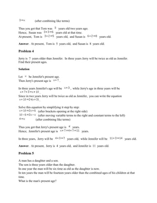 Write Algorithm Age Problem Solving Age problems | DOC