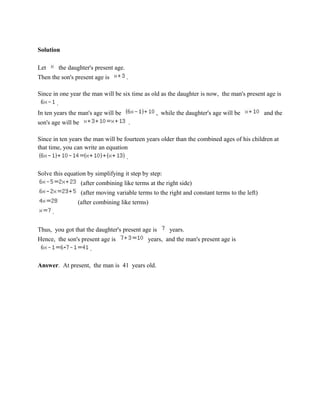 Age Based Problems Age problems | DOC
