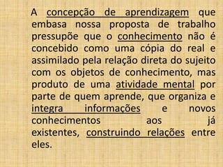 Princípios que determinam uma boa situação de aprendizagem:Os alunos precisam pôr em jogo tudo que sabem e pensam sobre o conteúdo que se quer ensinar;2) Os alunos têm problemas a resolver e decisões a tomar em função do que se propõem produzir;3) A organização da tarefa pelo professor garante a máxima circulação de informação possível;4) O conteúdo trabalhado mantém suas características de objeto sociocultural real, sem se transformar em objeto escolar vazio de significado social