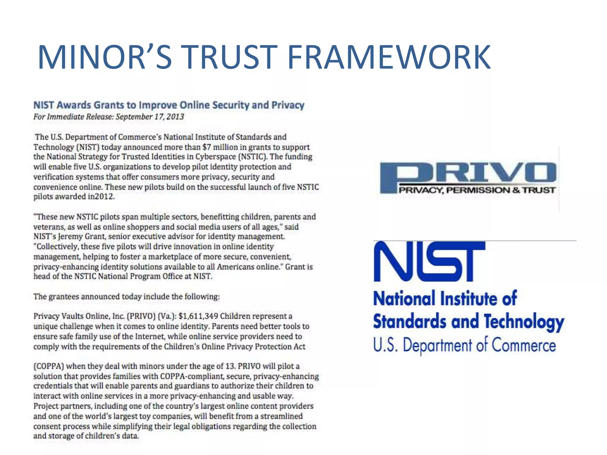 MINOR’S TRUST FRAMEWORK

 