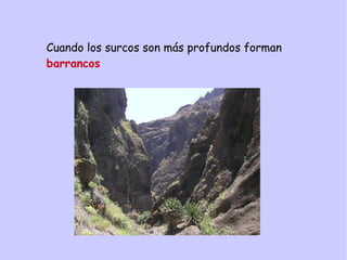 Cuando los surcos son más profundos forman
barrancos
 