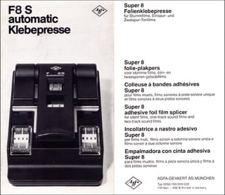Agfa f8s automatic klebepresse_super 8 adhesive foil film splicer_user manual