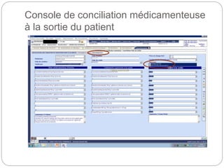 Console de conciliation médicamenteuse
à la sortie du patient
 