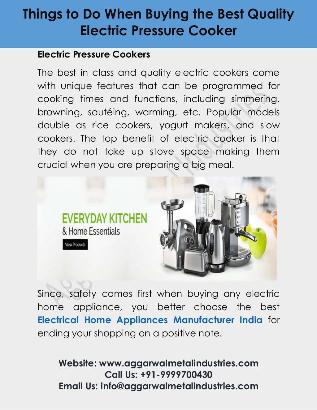 Aggarwal Metal Industries The Best Electrical Home Appliances