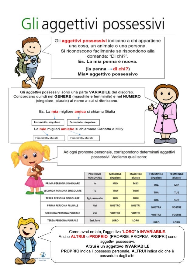 Aggettivi E Pronomi Possessivi Schede Didattiche Per La Scuola Prima