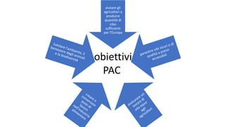 aiutare gli
agricoltori a
produrre
quantità di
cibo
sufficienti
per l'Europa
obiettivi
PAC
 