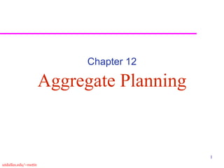 utdallas.edu/~metin
1
Aggregate Planning
Chapter 12
 