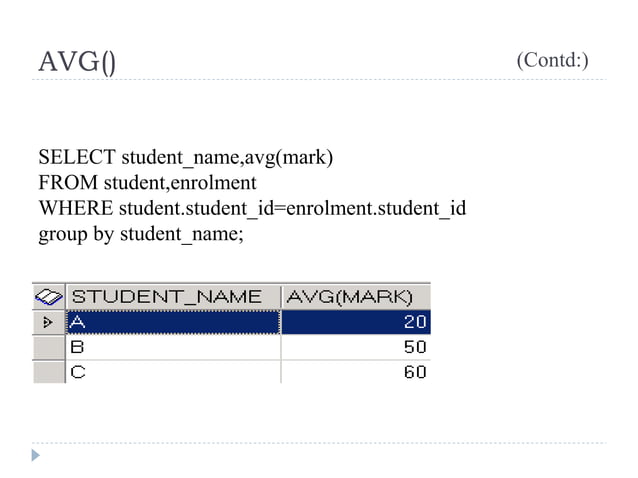 PHP mysql Aggregate functions | PPT