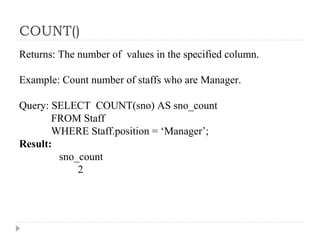 PHP mysql Aggregate functions | PPT