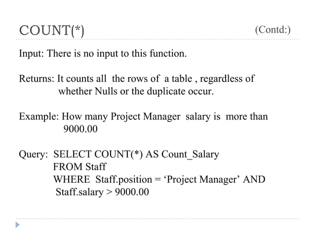 PHP mysql Aggregate functions | PPT