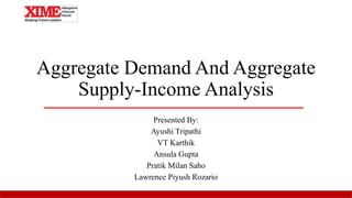 Aggregate Demand And Aggregate
Supply-Income Analysis
Presented By:
Ayushi Tripathi
VT Karthik
Ansula Gupta
Pratik Milan Saho
Lawrence Piyush Rozario
 