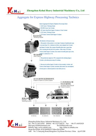 Zhengzhou Kehai Heavy Industrial Machinery Co., Ltd

Aggregate for Express Highway Processing Technics




        Zhengzhou Kehai Heavy Industrial Machinery Co., Ltd
        Tel: +86-371-64135926 Mobile: +86 15237140218 Fax: +86-371-64392429
        Mail:gary102884@hotmail.com           lhs102884@sohu.com
        Website: http://www.zzkehai.com           http://kehai.en.alibaba.com
        Skype:lhs102884; ICQ:566896923;Yahoo:lhs102884
        Add: No.7, Chaoyang Road,Zhengzhou City,Henan Province, China zip:451200
 