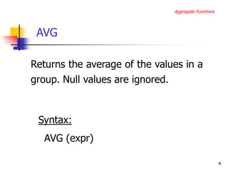 Aggregate functions | PPT