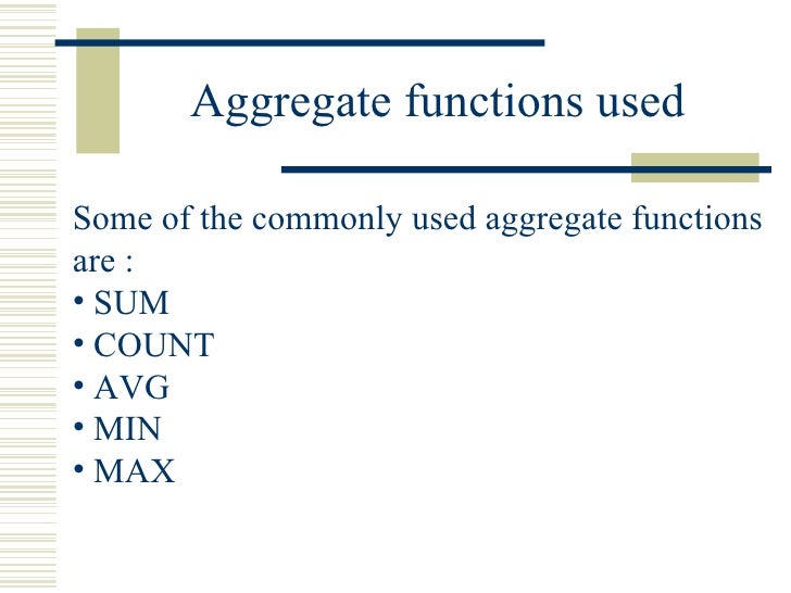 Aggregate Functions,Final