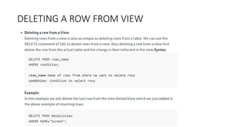 DELETING A ROW FROM VIEW
 