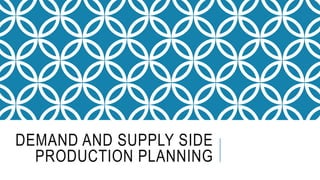 DEMAND AND SUPPLY SIDE
PRODUCTION PLANNING
 