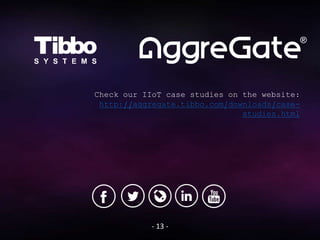 - 13 -
Check our IIoT case studies on the website:
http://aggregate.tibbo.com/downloads/case-
studies.html
 