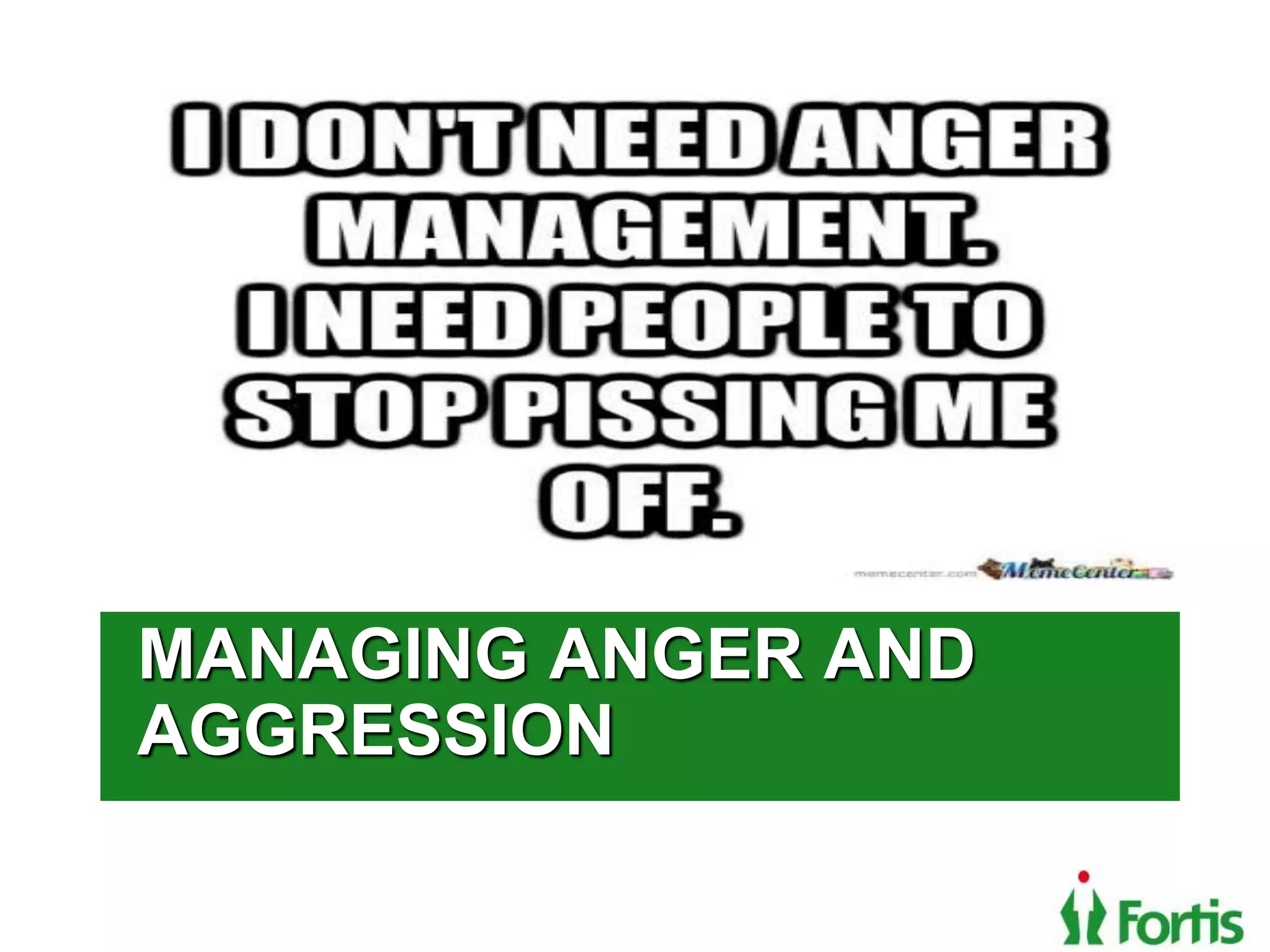 Click to edit Master title style
MANAGING ANGER AND
AGGRESSION
 