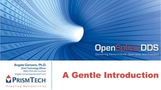 OpenSplice DDS
                                        Delivering Performance, Openness, and Freedom


Angelo Corsaro, Ph.D.
      Chief Technology Officer


                                 A Gentle Introduction
        OMG DDS SIG Co-Chair
angelo.corsaro@prismtech.com
 