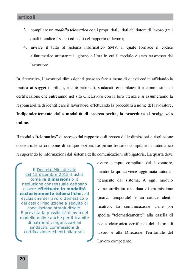Dimissioni per giusta causa lettera