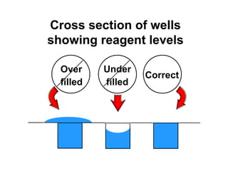 Cross section of wells
showing reagent levels

  Over     Under
                    Correct
  filled   filled
 