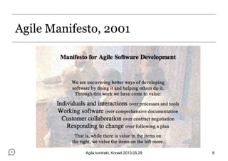 Agile Manifesto, 2001
8Agila kontrakt, Knowit 2013.05.29
 