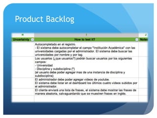 Product Backlog
 