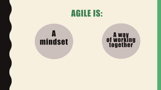 A
mindset
A way
of working
together
AGILE IS:
 