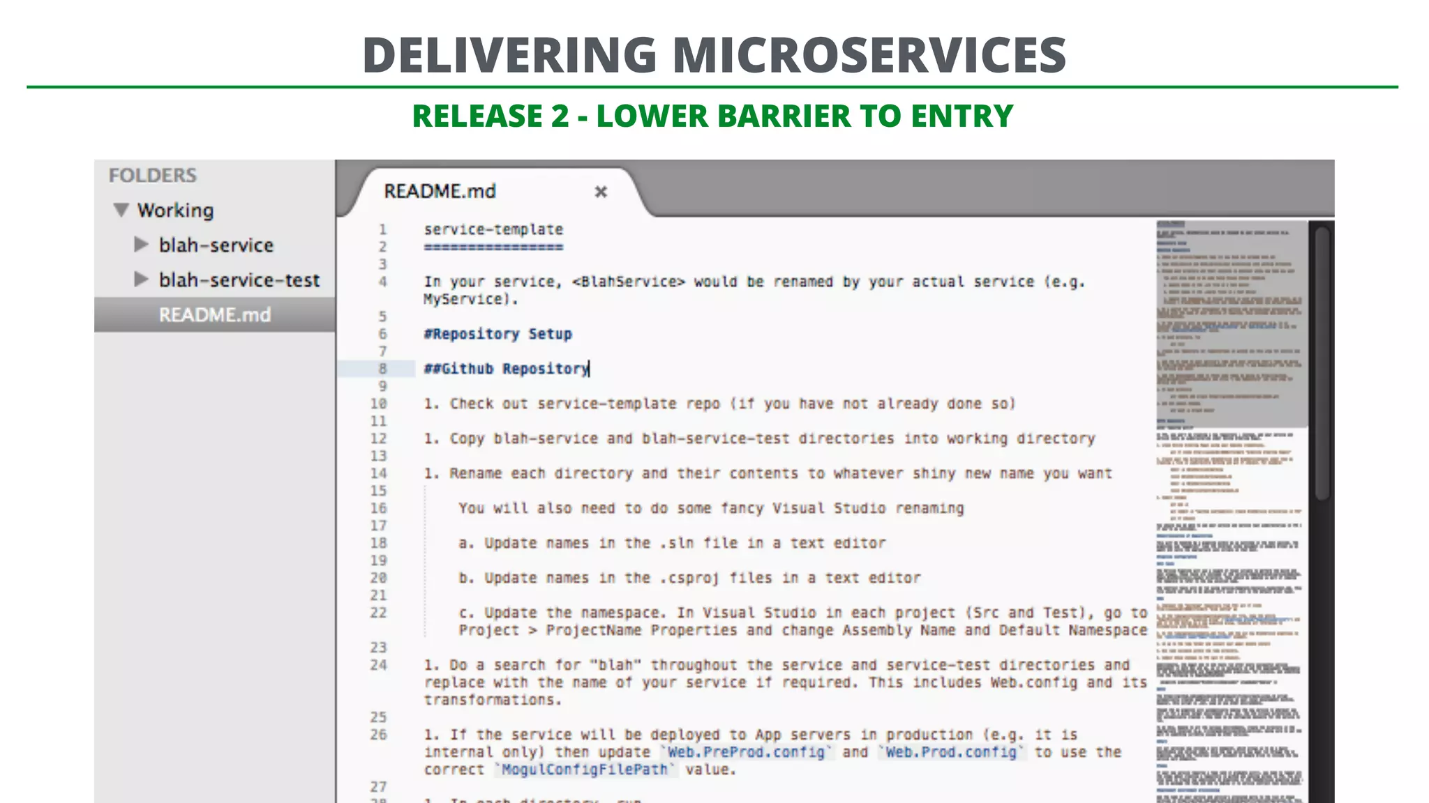 RELEASE 2 - LOWER BARRIER TO ENTRY
TO BE ADDED
DELIVERING MICROSERVICES
 