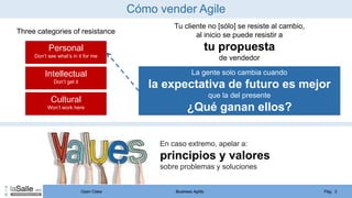 Open Class Pág. 3
Business Agility
Tu cliente no [sólo] se resiste al cambio,
al inicio se puede resistir a
tu propuesta
d...