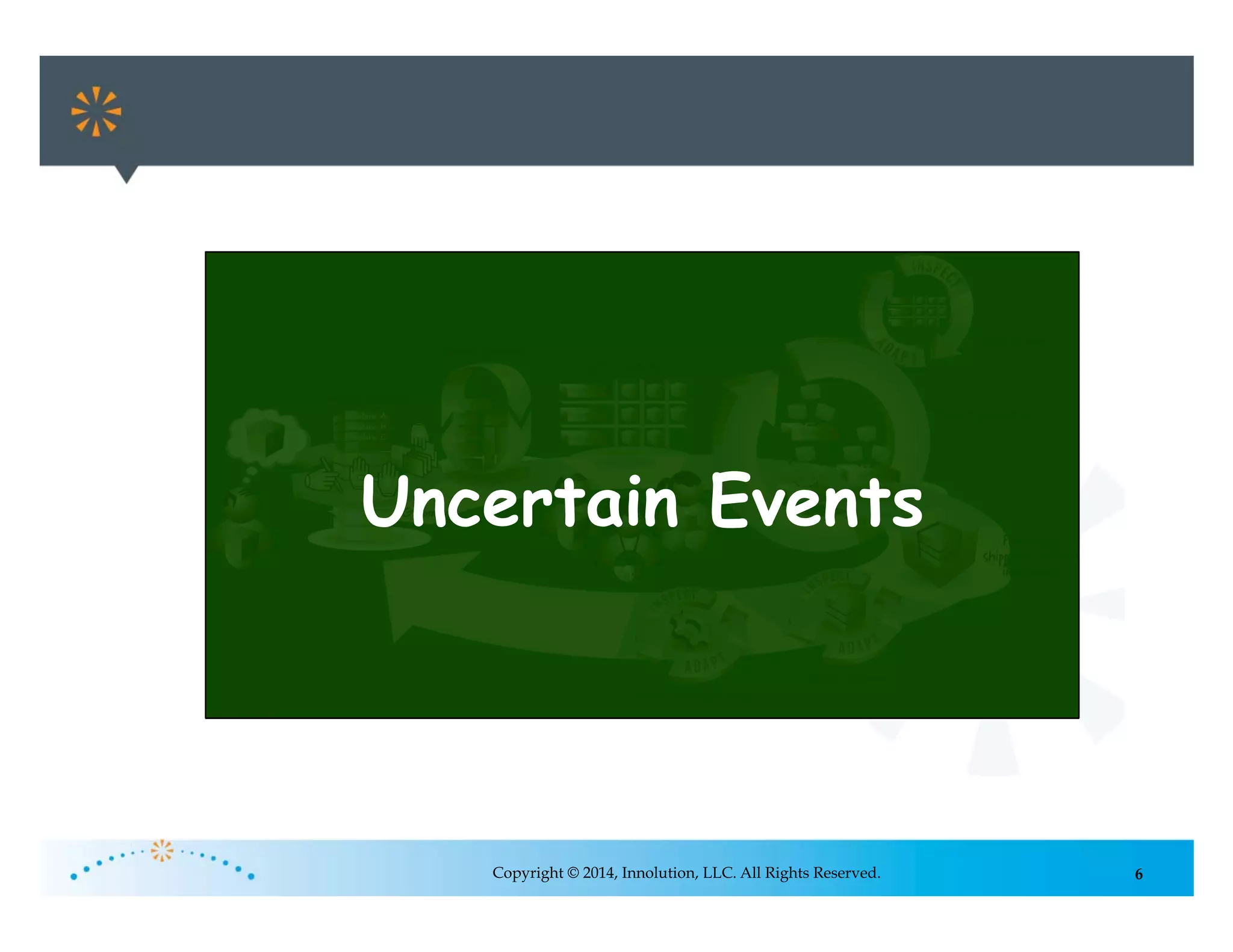 6Copyright © 2014, Innolution, LLC. All Rights Reserved.
Uncertain Events
 