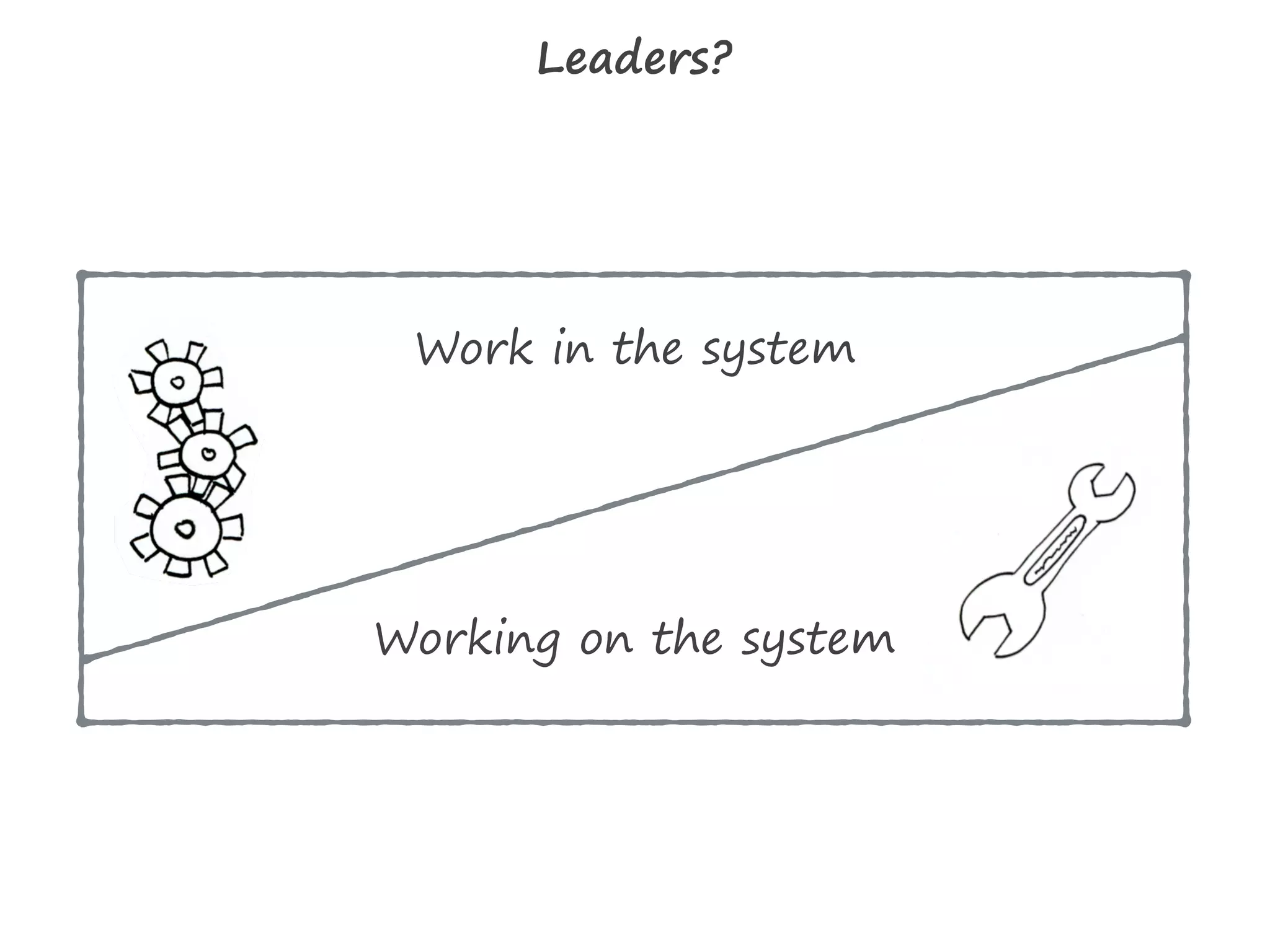 Leaders?
Work in the system
Working on the system
 