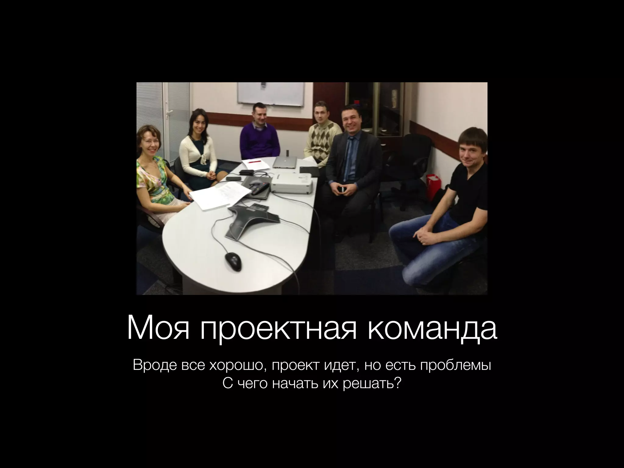 Моя проектная команда
Вроде все хорошо, проект идет, но есть проблемы
С чего начать их решать?
 