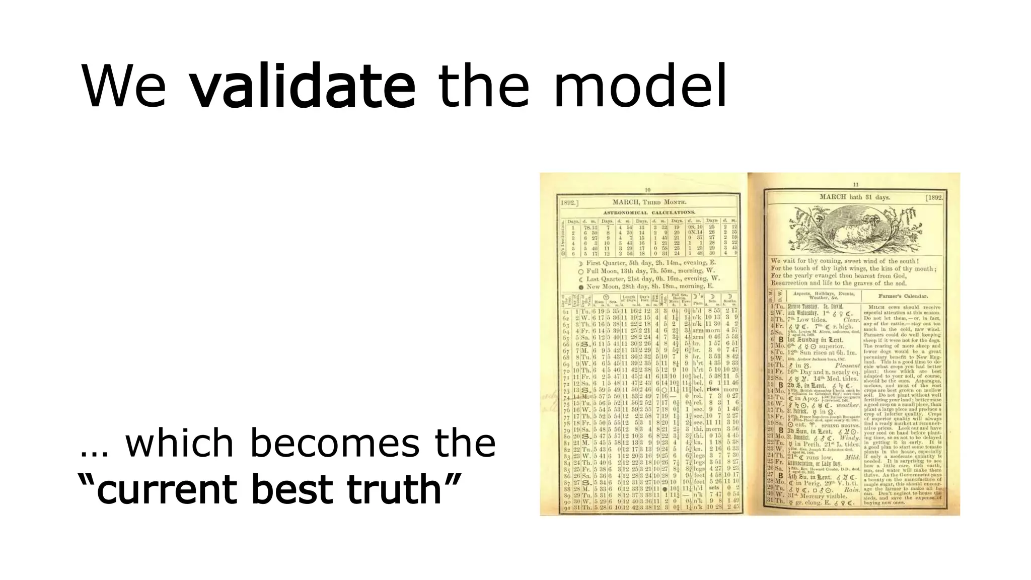 We validate the model
… which becomes the
“current best truth”
 