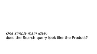 One simple main idea:
does the Search query look like the Product?
 