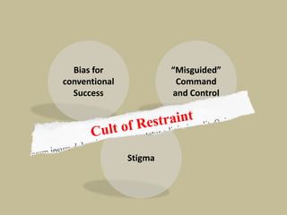 Bias for              “Misguided”
conventional             Command
  Success               and Control




               Stigma
 