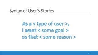 Syntax of User’s Stories
11
 