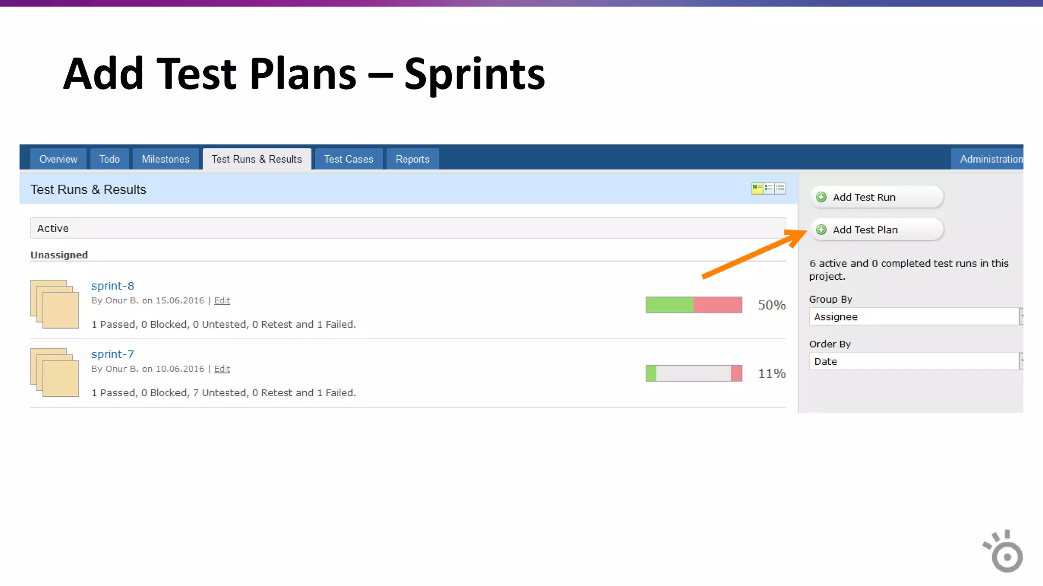 Add Test Plans – Sprints
 