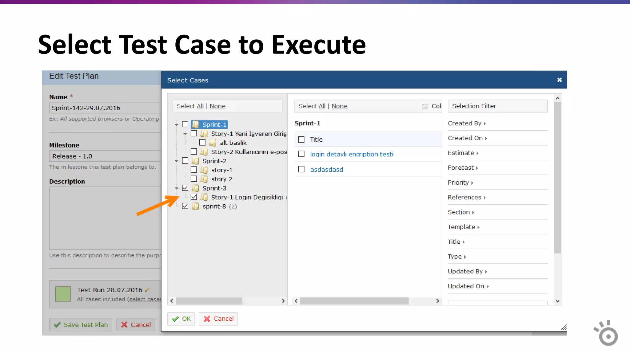 Select Test Case to Execute
 