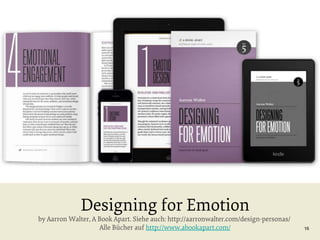 Designing for Emotion

by Aarron Walter, A Book Apart. Siehe auch: http://aarronwalter.com/design-personas/
Alle Bücher auf http://www.abookapart.com/

16

 