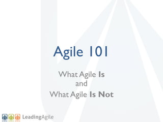 Agile 101
 What Agile Is
      and
What Agile Is Not
 