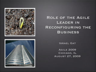 Role of the Agile Leader in Reconfiguring the Business ,[object Object],[object Object],[object Object],[object Object]