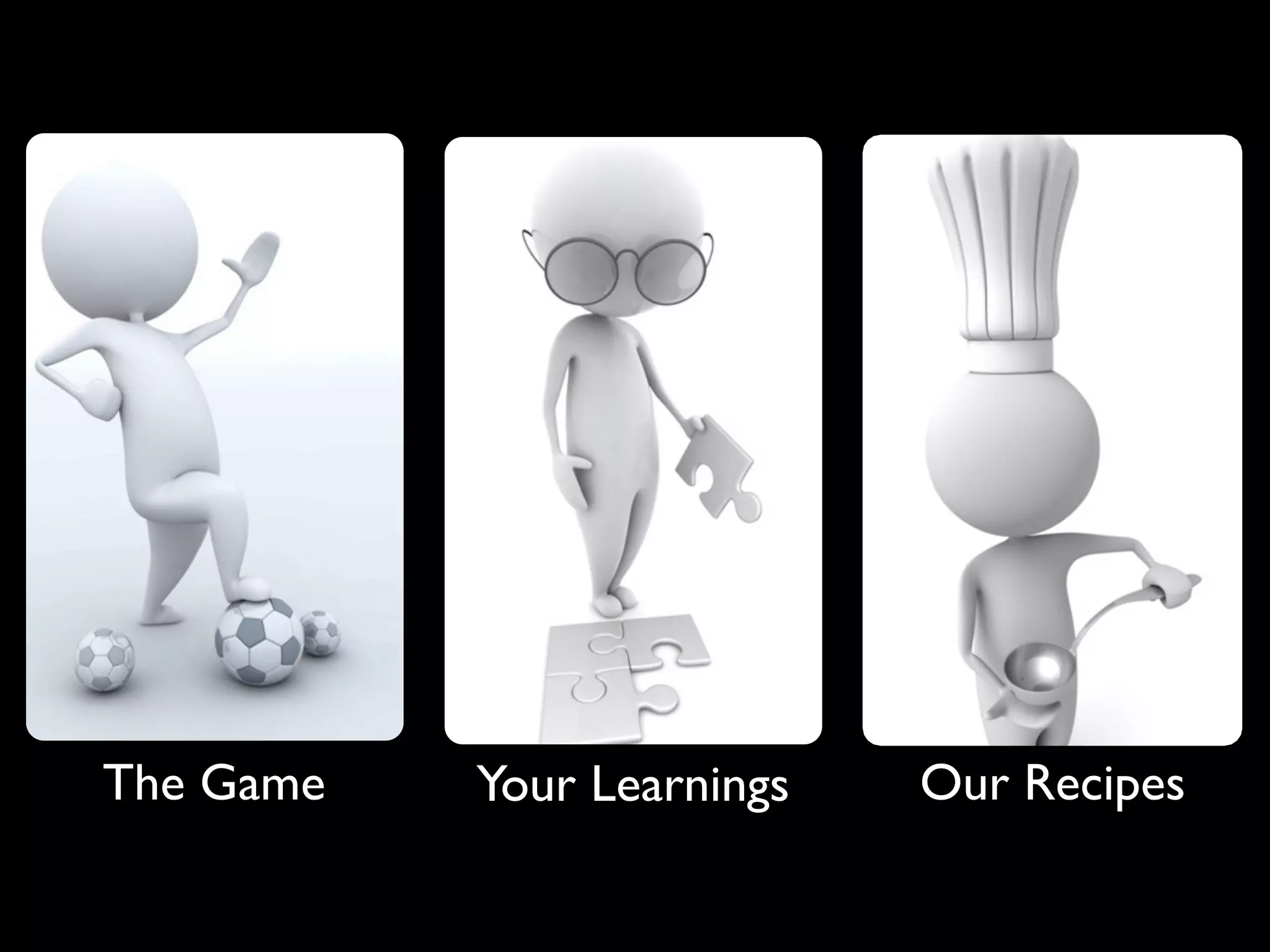 The Game   Your Learnings   Our Recipes
 