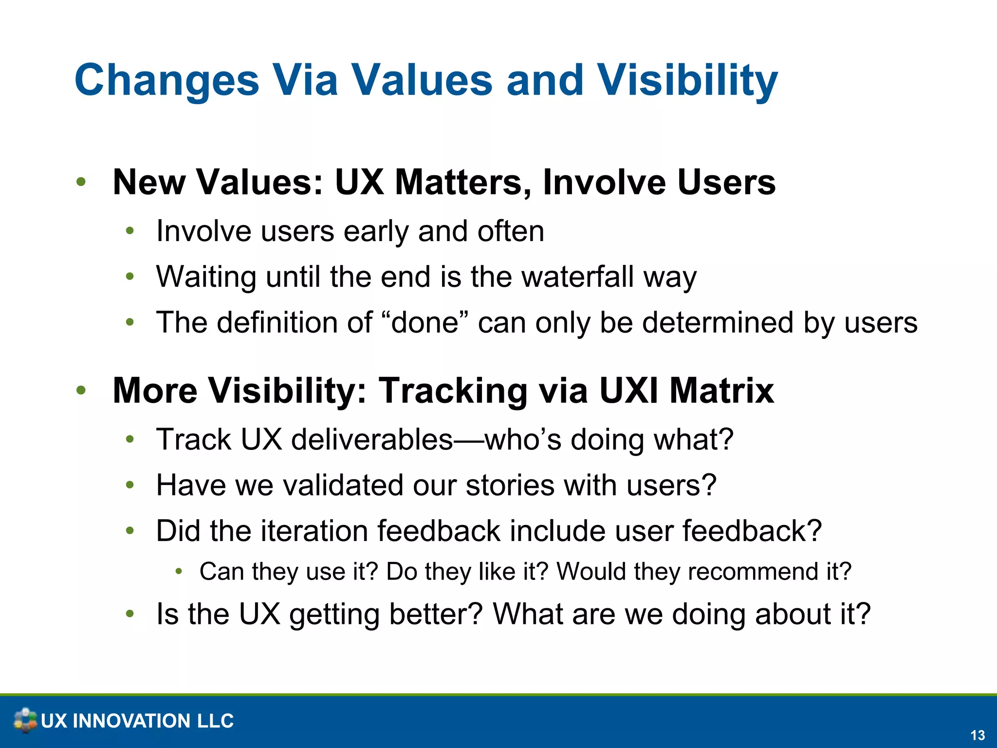  Managing UCD within agile projects. Detweiler, 2007