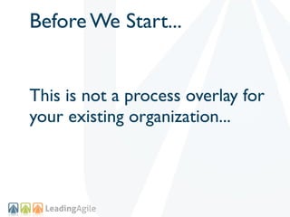 Before We Start...


This is not a process overlay for
your existing organization...
 