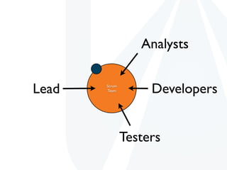 Analysts


Lead   Scrum
       Team         Developers


               Testers
 